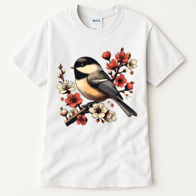 Bird Watching Nature Animal Vintage Blossom Chickadee Tall T-Shirt
