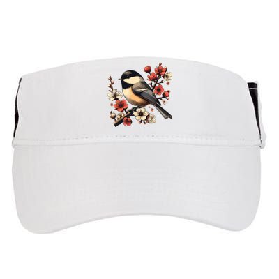 Bird Watching Nature Animal Vintage Blossom Chickadee Adult Drive Performance Visor