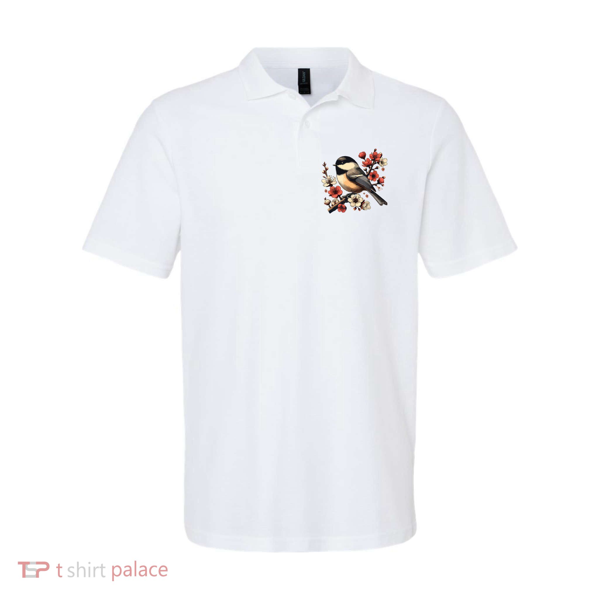 Bird Watching Nature Animal Vintage Blossom Chickadee Polo