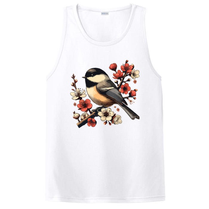 Bird Watching Nature Animal Vintage Blossom Chickadee PosiCharge Competitor Tank