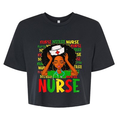 Black Woman Nurse Afro Retro Juneteenth Black History Month Bella+Canvas Jersey Crop Tee