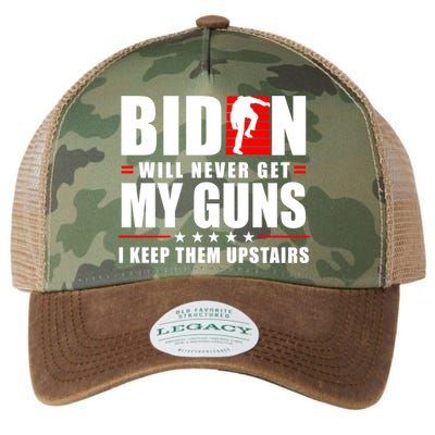 Biden Will Never Get My Guns I Keep Them Upstairs Funny Legacy Tie Dye Trucker Hat