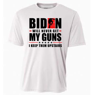 Biden Will Never Get My Guns I Keep Them Upstairs Funny Cooling Performance Crew T-Shirt