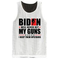Biden Will Never Get My Guns I Keep Them Upstairs Funny Mesh Reversible Basketball Jersey Tank