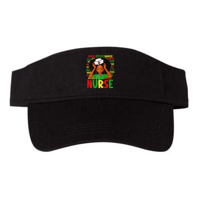 Black Woman Nurse Afro Retro Juneteenth Black History Month Valucap Bio-Washed Visor