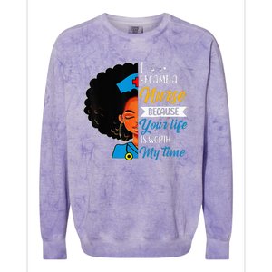 Black Woman Nurse Afro Retro Cool Black History Month Gift Colorblast Crewneck Sweatshirt