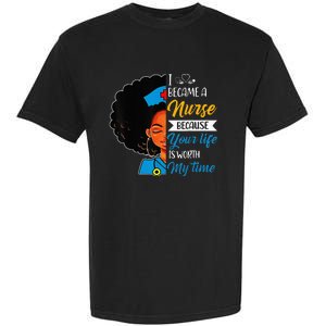 Black Woman Nurse Afro Retro Cool Black History Month Gift Garment-Dyed Heavyweight T-Shirt