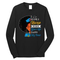 Black Woman Nurse Afro Retro Cool Black History Month Gift Long Sleeve Shirt