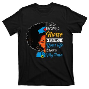 Black Woman Nurse Afro Retro Cool Black History Month Gift T-Shirt