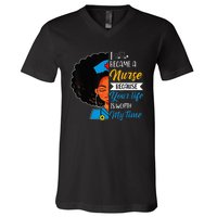 Black Woman Nurse Afro Retro Cool Black History Month Gift V-Neck T-Shirt