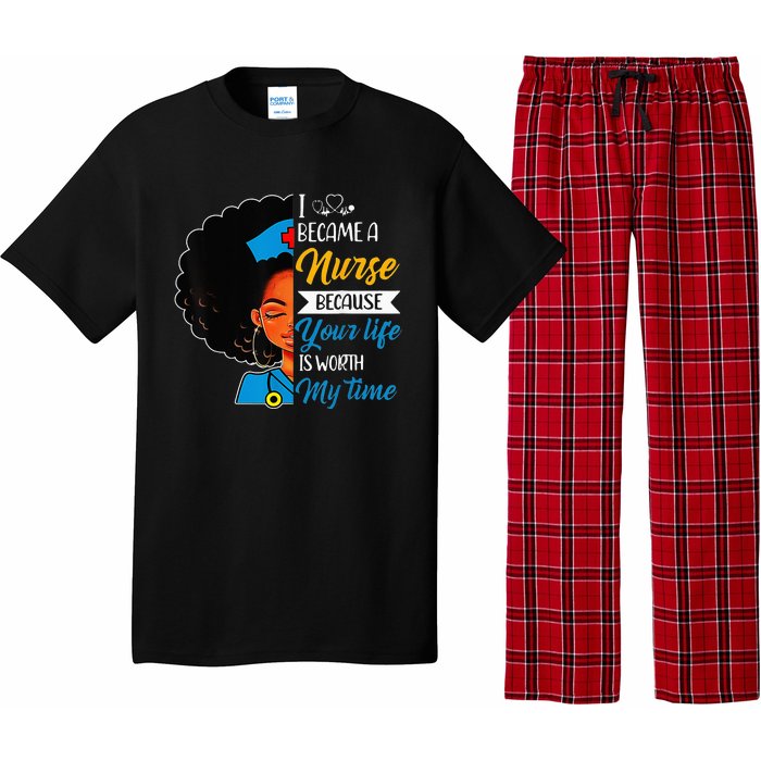 Black Woman Nurse Afro Retro Cool Black History Month Gift Pajama Set