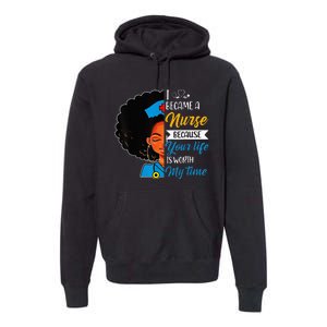 Black Woman Nurse Afro Retro Cool Black History Month Gift Premium Hoodie