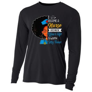 Black Woman Nurse Afro Retro Cool Black History Month Gift Cooling Performance Long Sleeve Crew