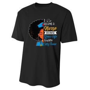 Black Woman Nurse Afro Retro Cool Black History Month Gift Performance Sprint T-Shirt