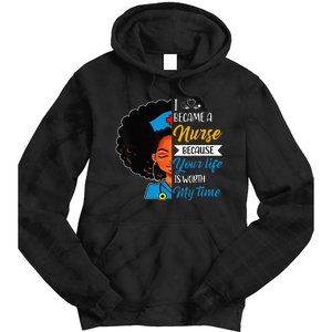 Black Woman Nurse Afro Retro Cool Black History Month Gift Tie Dye Hoodie