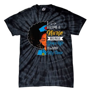 Black Woman Nurse Afro Retro Cool Black History Month Gift Tie-Dye T-Shirt