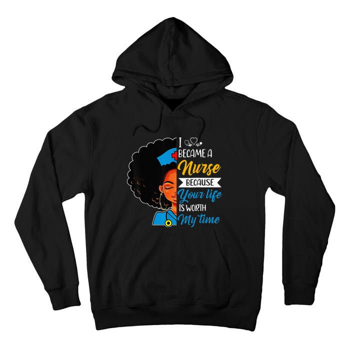 Black Woman Nurse Afro Retro Cool Black History Month Gift Tall Hoodie