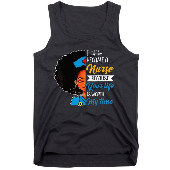 Black Woman Nurse Afro Retro Cool Black History Month Gift Tank Top