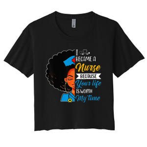 Black Woman Nurse Afro Retro Cool Black History Month Gift Women's Crop Top Tee