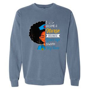 Black Woman Nurse Afro Retro Cool Black History Month Gift Garment-Dyed Sweatshirt