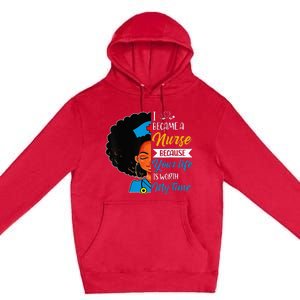 Black Woman Nurse Afro Retro Cool Black History Month Gift Premium Pullover Hoodie