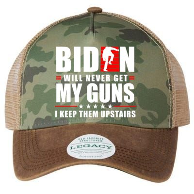 Biden Will Never Get My Guns I Keep The Upstairs Funny Politcal Legacy Tie Dye Trucker Hat