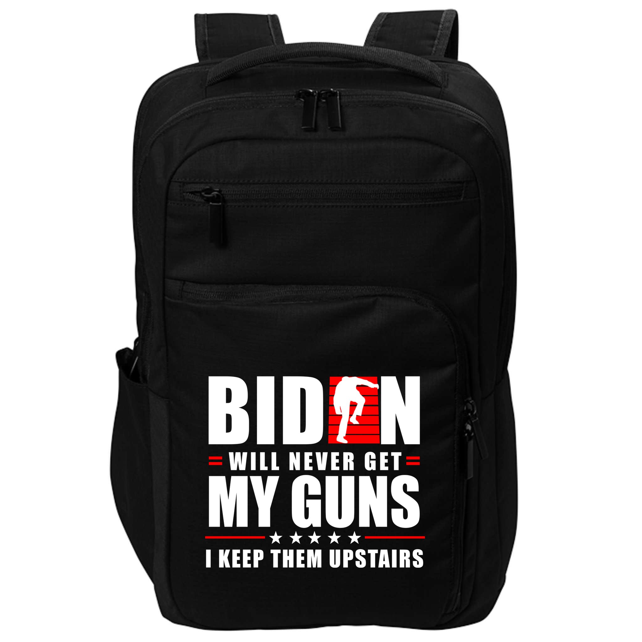 Biden Will Never Get My Guns I Keep The Upstairs Funny Politcal Impact Tech Backpack