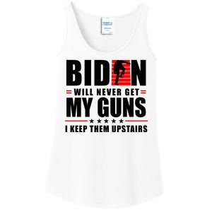 Biden Will Never Get My Guns I Keep The Upstairs Funny Politcal Ladies Essential Tank