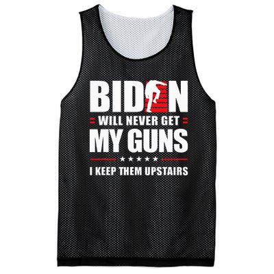 Biden Will Never Get My Guns I Keep Them Upstairs Mesh Reversible Basketball Jersey Tank