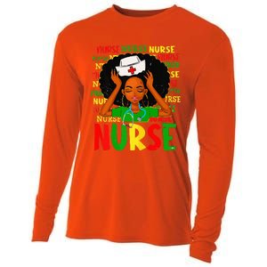 Black Women Nurse Afro Retro Juneteenth Black Month History Cooling Performance Long Sleeve Crew