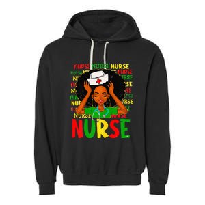 Black Women Nurse Afro Retro Juneteenth Black Month History Garment-Dyed Fleece Hoodie