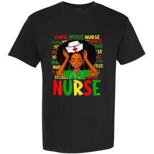 Black Women Nurse Afro Retro Juneteenth Black Month History Garment-Dyed Heavyweight T-Shirt