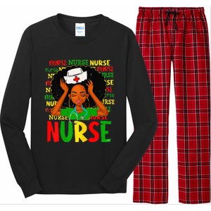 Black Women Nurse Afro Retro Juneteenth Black Month History Long Sleeve Pajama Set