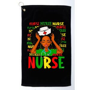 Black Women Nurse Afro Retro Juneteenth Black Month History Platinum Collection Golf Towel