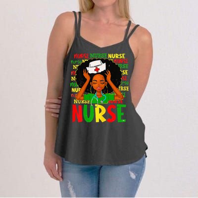 Black Women Nurse Afro Retro Juneteenth Black Month History Women's Strappy Tank