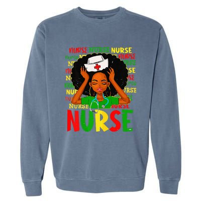 Black Women Nurse Afro Retro Juneteenth Black Month History Garment-Dyed Sweatshirt