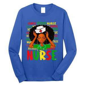 Black Women Nurse Afro Retro Juneteenth Black Month History Long Sleeve Shirt