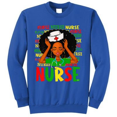 Black Women Nurse Afro Retro Juneteenth Black Month History Sweatshirt