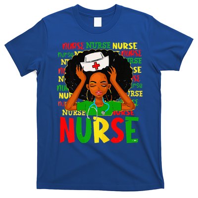 Black Women Nurse Afro Retro Juneteenth Black Month History T-Shirt