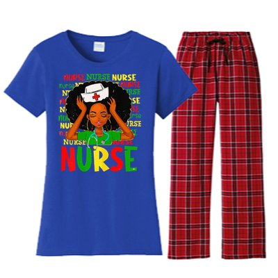 Black Women Nurse Afro Retro Juneteenth Black Month History Women's Flannel Pajama Set