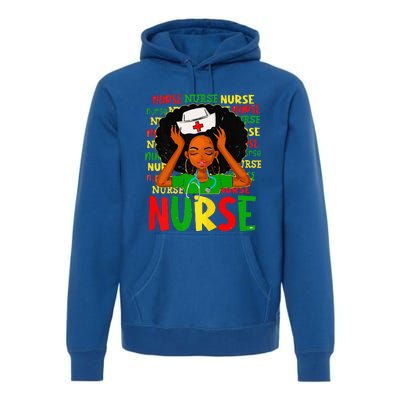 Black Women Nurse Afro Retro Juneteenth Black Month History Premium Hoodie