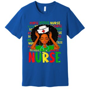 Black Women Nurse Afro Retro Juneteenth Black Month History Premium T-Shirt