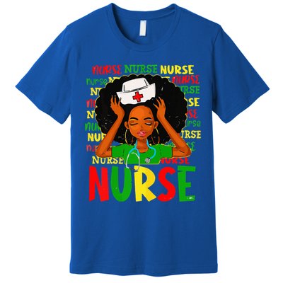 Black Women Nurse Afro Retro Juneteenth Black Month History Premium T-Shirt