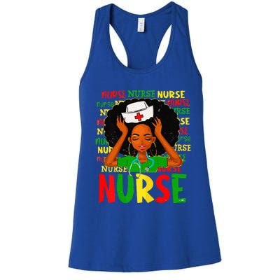 Black Women Nurse Afro Retro Juneteenth Black Month History Women's Racerback Tank