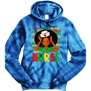 Black Women Nurse Afro Retro Juneteenth Black Month History Tie Dye Hoodie