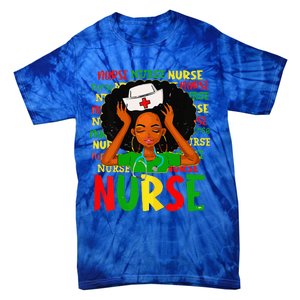 Black Women Nurse Afro Retro Juneteenth Black Month History Tie-Dye T-Shirt