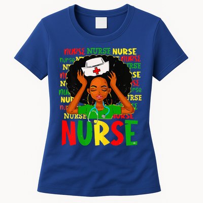 Black Women Nurse Afro Retro Juneteenth Black Month History Women's T-Shirt