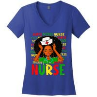 Black Women Nurse Afro Retro Juneteenth Black Month History Women's V-Neck T-Shirt