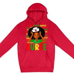 Black Women Nurse Afro Retro Juneteenth Black Month History Premium Pullover Hoodie