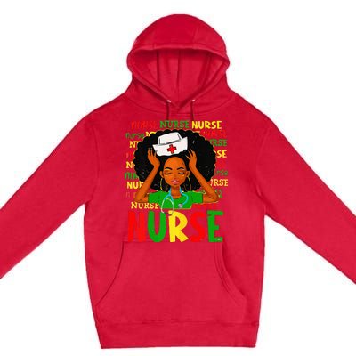 Black Women Nurse Afro Retro Juneteenth Black Month History Premium Pullover Hoodie